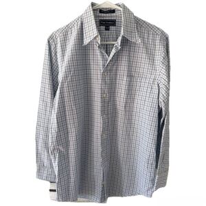 Paul Fredrick Blue and White Checkered Button Down Shirt